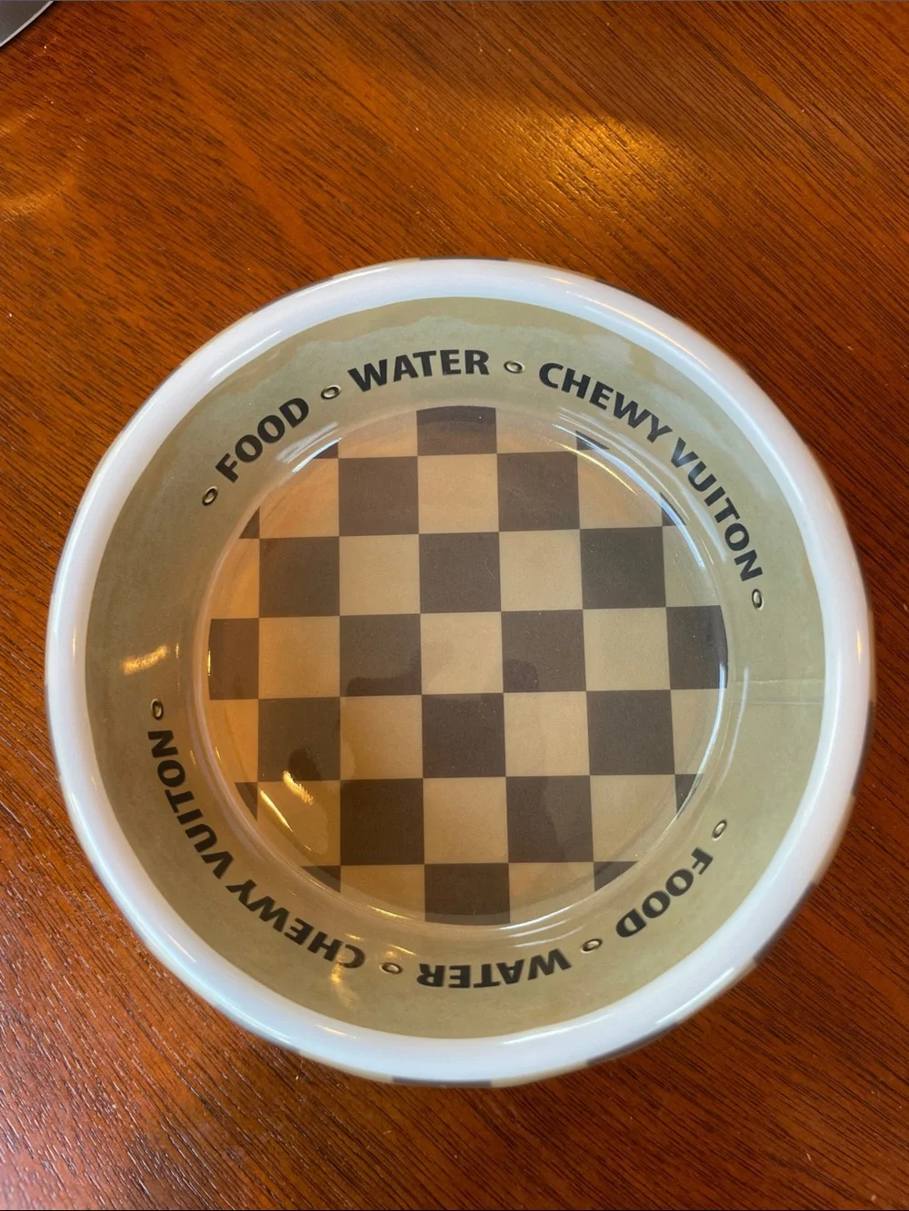 Chewy Vuiton dog bowls